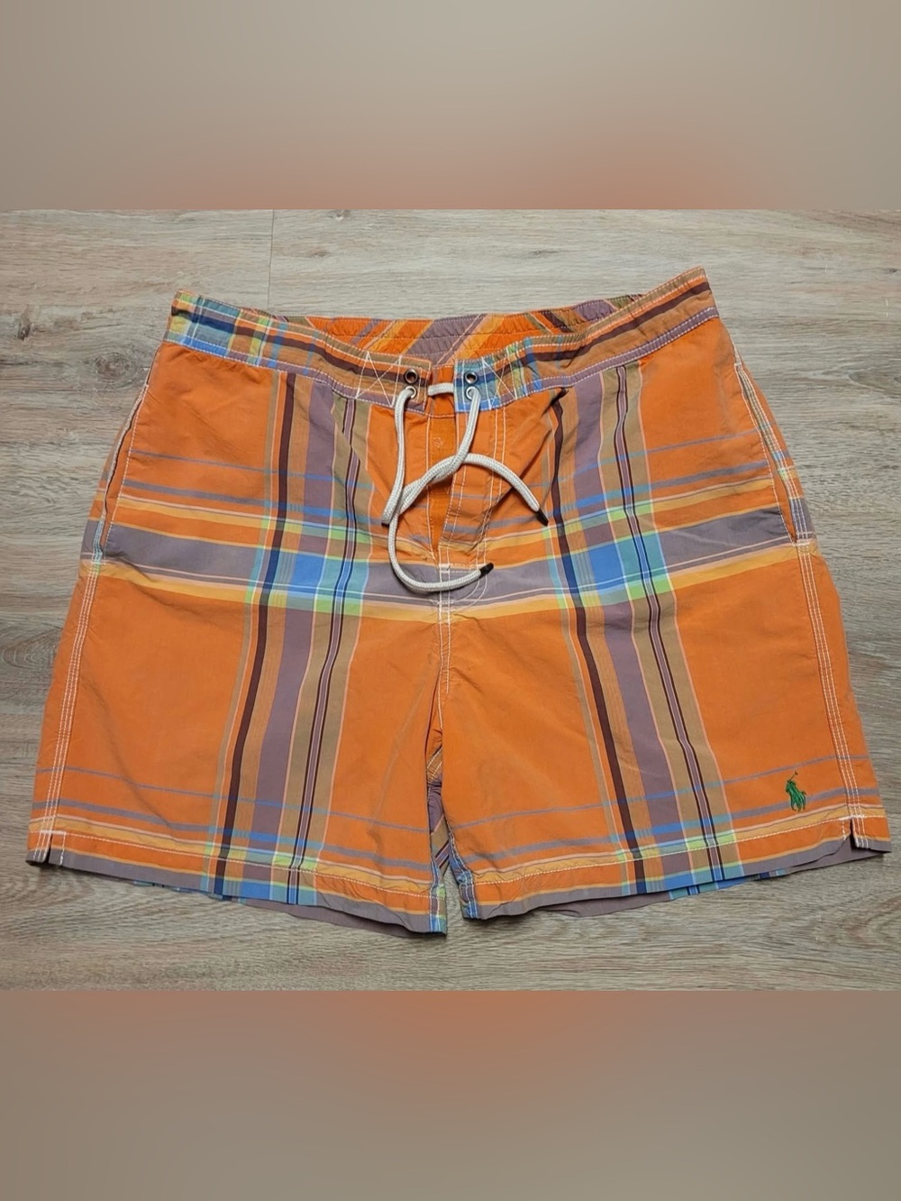 Vintage Men’s Ralph Lauren Cotton  Bathing Suit Madras Plaid 1990’s